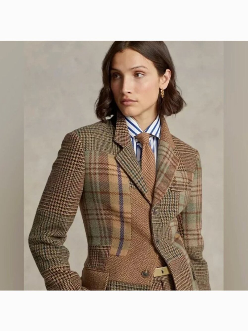Polo Ralph Lauren Italian Wool Blend Patchwork Plaid Blazer 4